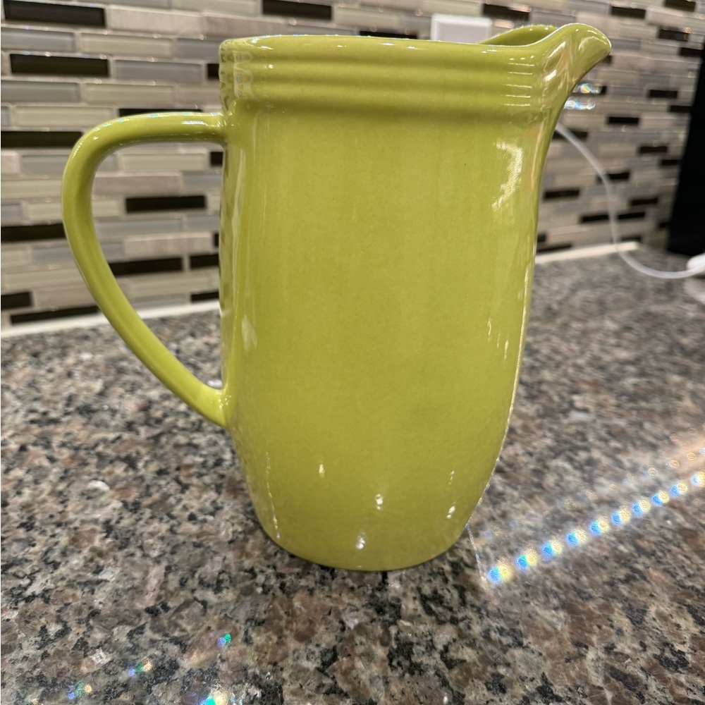 Room Essential Stoneware Green Chartreuse Pitcher